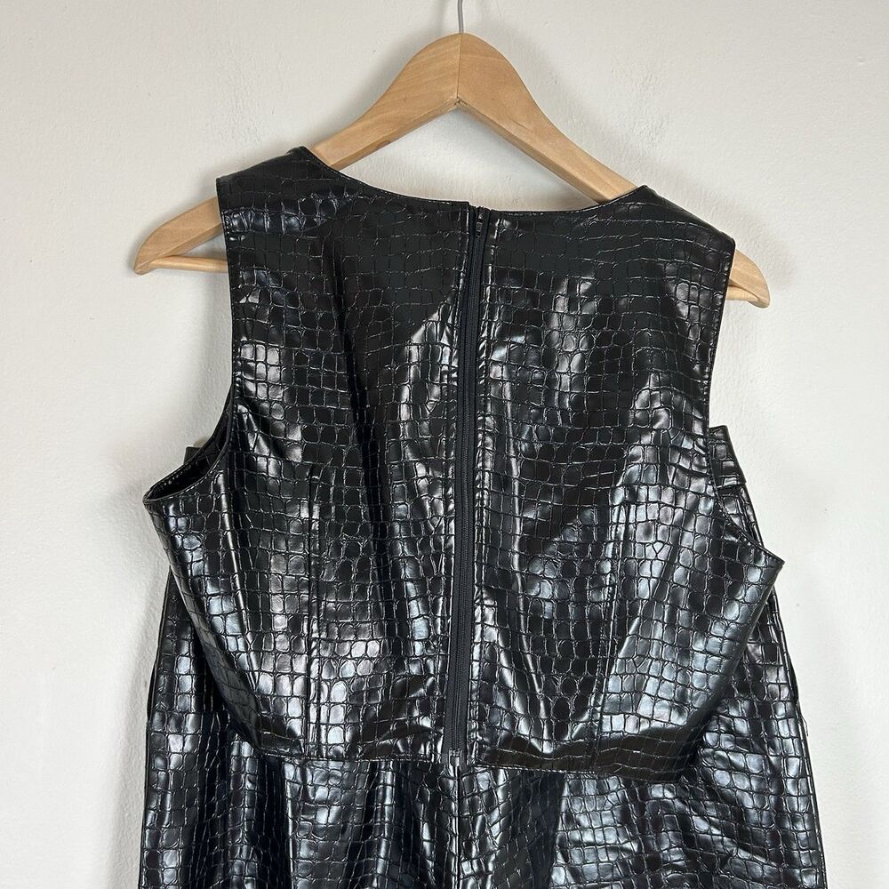 7 For All Mankind M Croc Embossed Leather Set Shorts Crop Top Black Vegan Faux - Picture 6 of 8